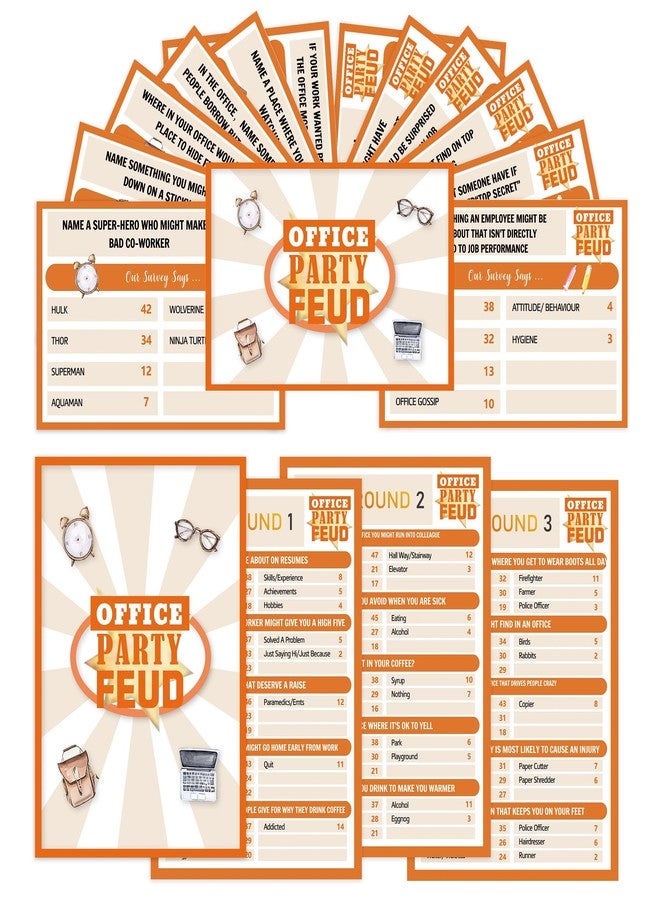 Xenseou Office Party Feud Game, Office Activity Games, Office Trivia Game Set, Games For Team Building, Office Party Game and Activity Supplies-OF03 - Image 1